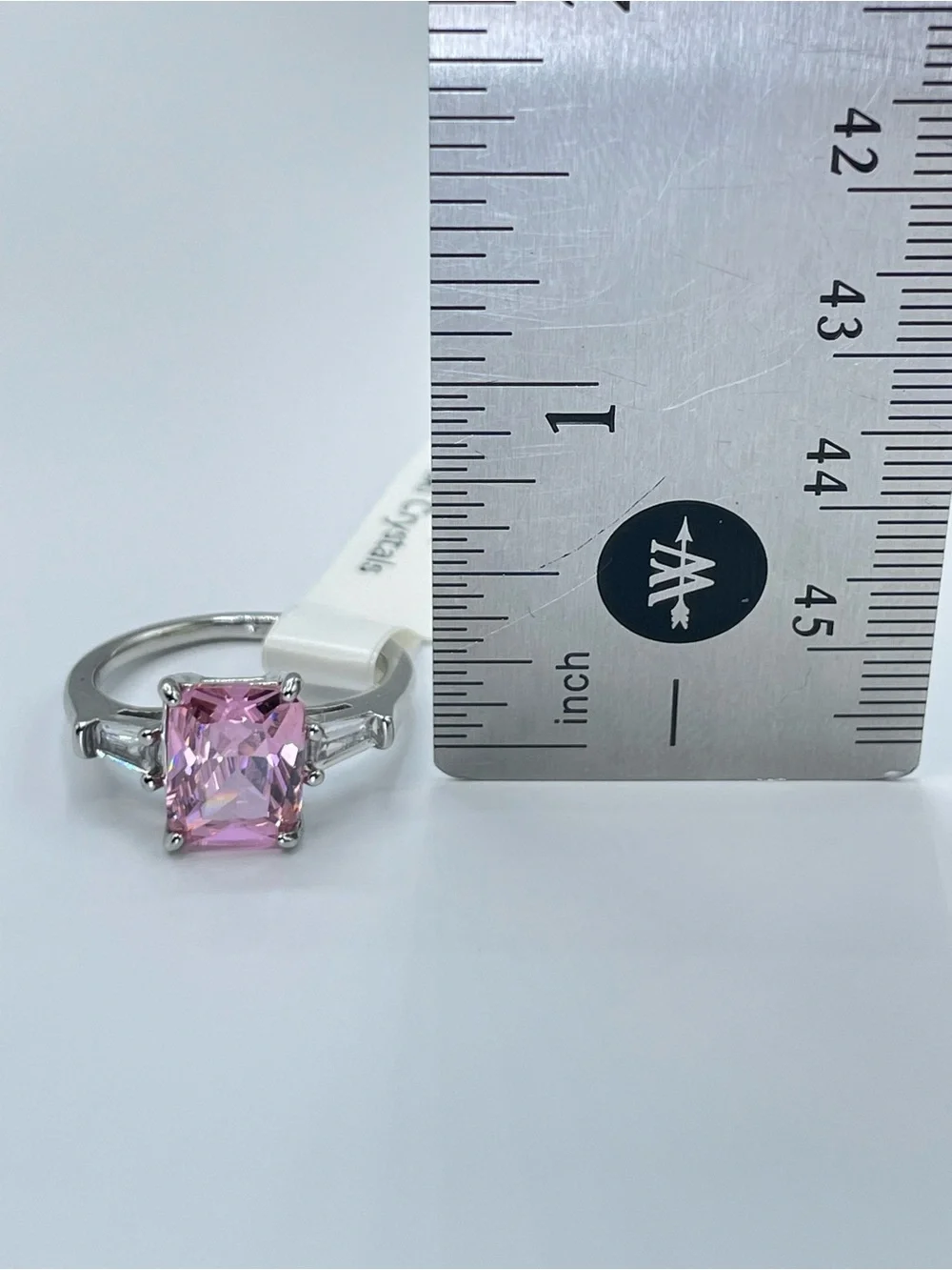 Swarovski Crystals Elements Pink Crystal Solitaire Glam Cocktail Ring Sz 8